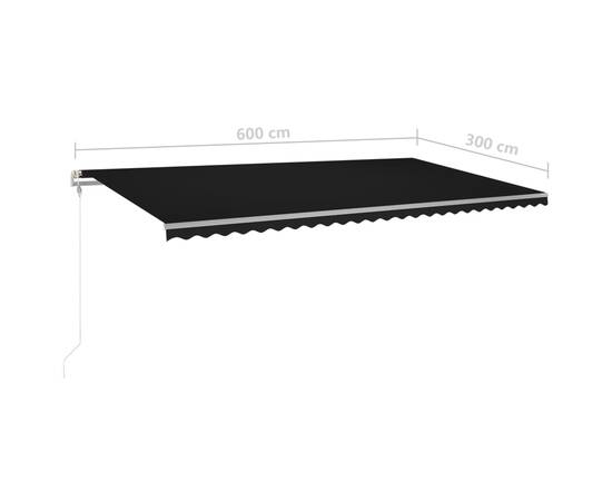 Copertină retractabilă manual cu stâlpi, antracit, 6x3 m, 10 image