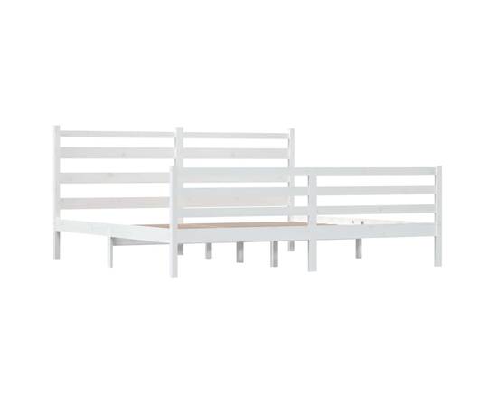 Cadru de pat, 200x200 cm, lemn masiv de pin, alb, 4 image