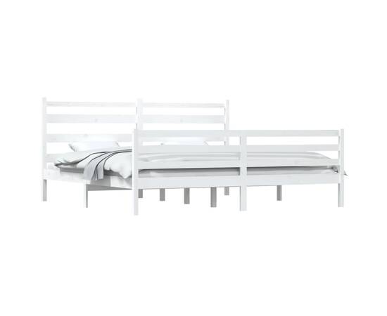 Cadru de pat, 200x200 cm, lemn masiv de pin, alb, 3 image