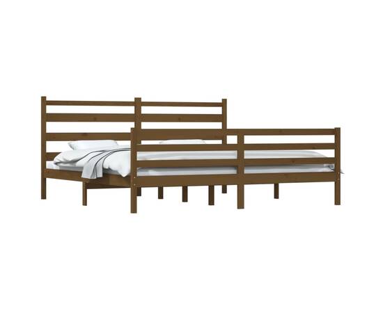 Cadru de pat, 200x200 cm, lemn masiv de pin, maro miere, 3 image