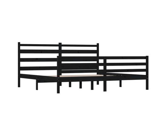 Cadru de pat, 200x200 cm, lemn masiv de pin, negru, 4 image
