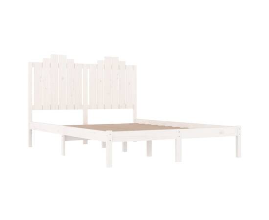 Cadru de pat, alb, 120x200 cm, lemn masiv de pin, 4 image