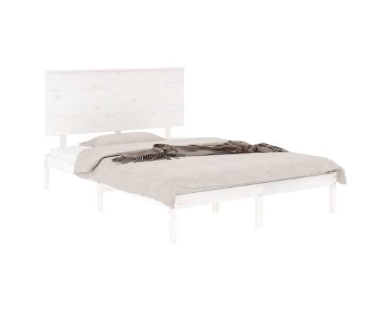 Cadru de pat, alb, 140x190 cm, lemn masiv de pin, 3 image