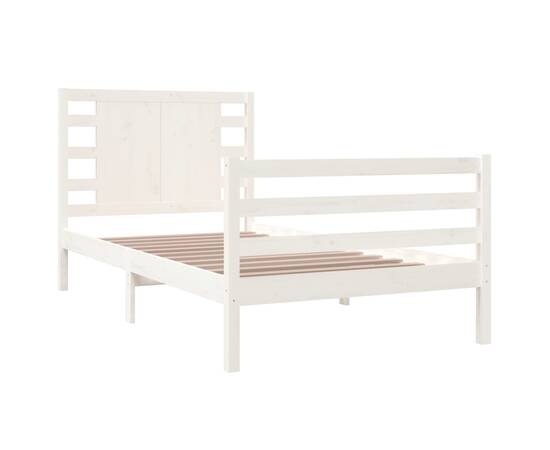 Cadru de pat ,alb, 90x200 cm, lemn masiv de pin, 4 image