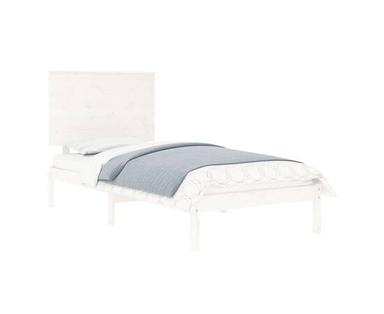 Cadru de pat, alb, 90x200 cm, lemn masiv de pin, 3 image