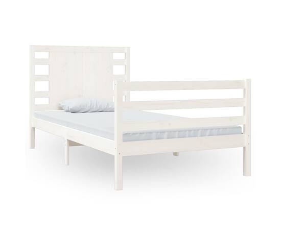 Cadru de pat ,alb, 90x200 cm, lemn masiv de pin, 2 image