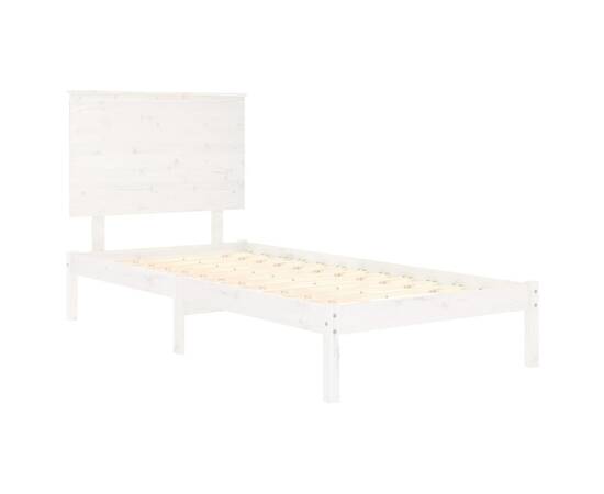 Cadru de pat, alb, 90x200 cm, lemn masiv de pin, 4 image