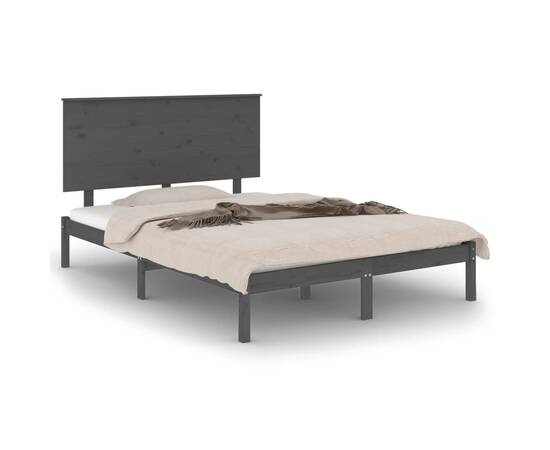 Cadru de pat, gri, 120x200 cm, lemn masiv de pin, 2 image