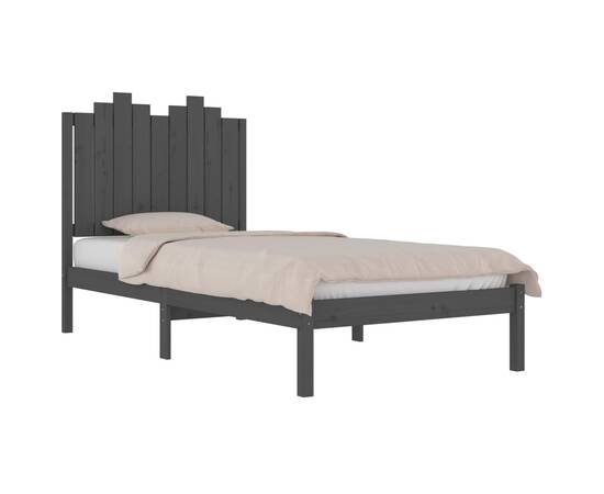 Cadru de pat, gri, 90x200 cm, lemn masiv de pin, 3 image