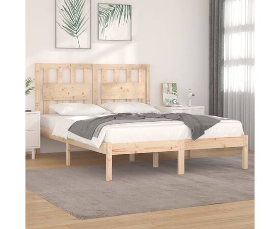 Cadru de pat small double 4ft, 120x190 cm, lemn masiv de pin