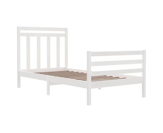 Cadru de pat, alb, 100x200 cm, lemn masiv, 4 image