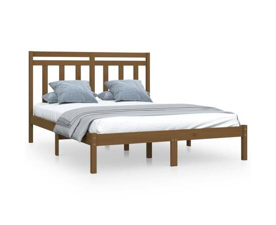 Cadru de pat, maro miere, 120x200 cm, lemn masiv, 2 image