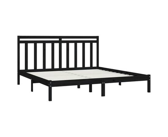 Cadru de pat, negru, 200x200 cm, lemn masiv, 4 image