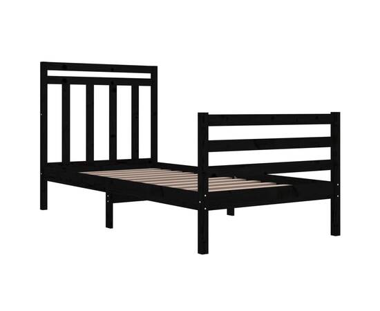 Cadru de pat, negru, 90x200 cm, lemn masiv, 4 image