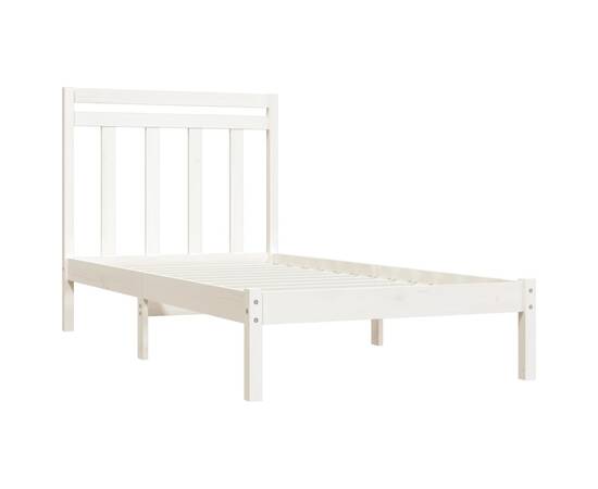 Cadru de pat pentru o persoană 3ft, alb, 90x190 cm, lemn masiv, 4 image