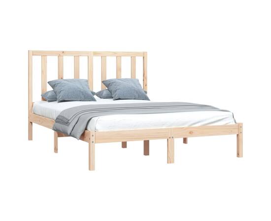 Cadru de pat small double 4ft, 120x190 cm, lemn masiv de pin, 3 image