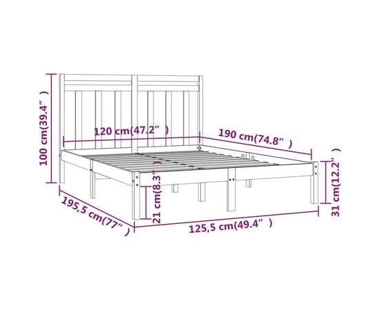 Cadru de pat small double 4ft, 120x190 cm, lemn masiv, 6 image