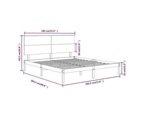 Cadru de pat super king 6ft, alb, 180x200 cm, lemn masiv, 6 image