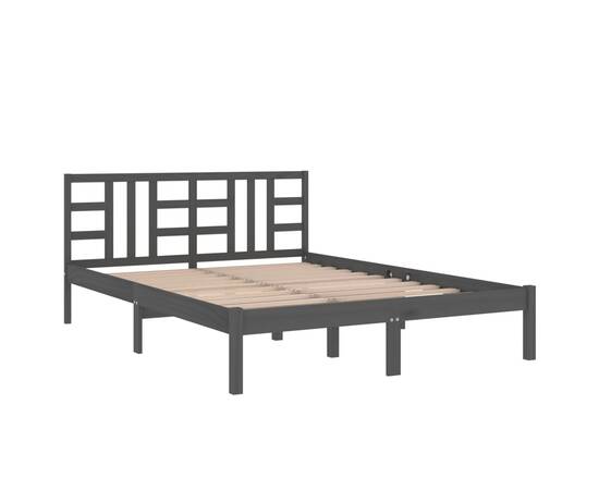 Cadru de pat, gri, 120x200 cm, lemn masiv, 4 image