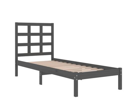 Cadru de pat, gri, 90x200 cm, lemn masiv de pin, 4 image