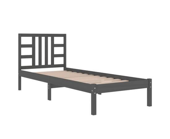 Cadru de pat, gri, 90x200 cm, lemn masiv, 4 image
