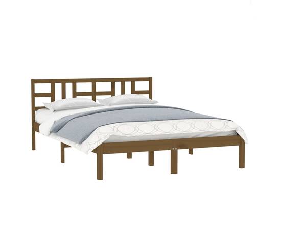 Cadru de pat, maro miere, 120x200 cm, lemn masiv, 3 image