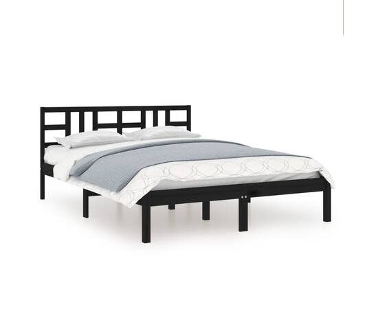 Cadru de pat, negru, 120x200 cm, lemn masiv, 2 image