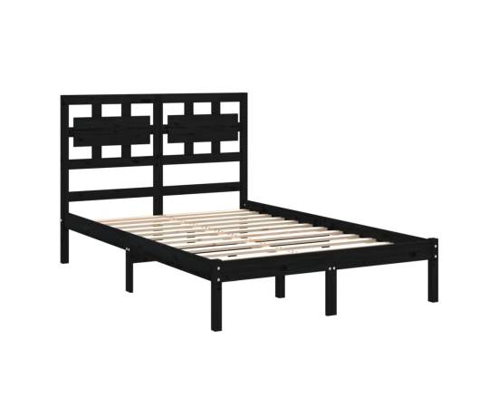 Cadru de pat, negru, 140x200 cm, lemn masiv, 4 image
