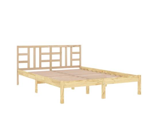 Cadru de pat dublu 4ft6, 135x190 cm, lemn masiv, 4 image