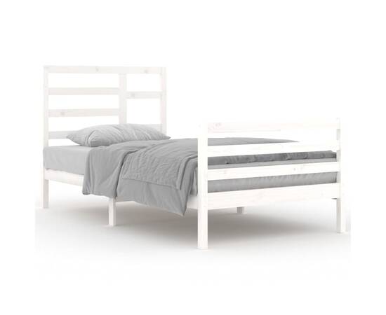 Cadru de pat, alb, 100x200 cm, lemn masiv, 2 image