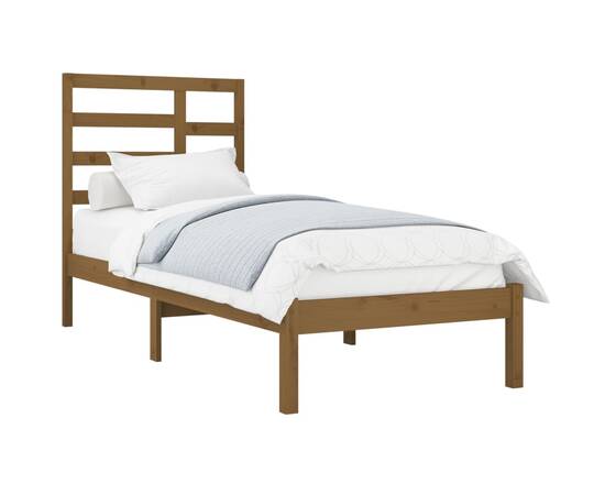 Cadru de pat, maro miere, 100x200 cm, lemn masiv, 3 image