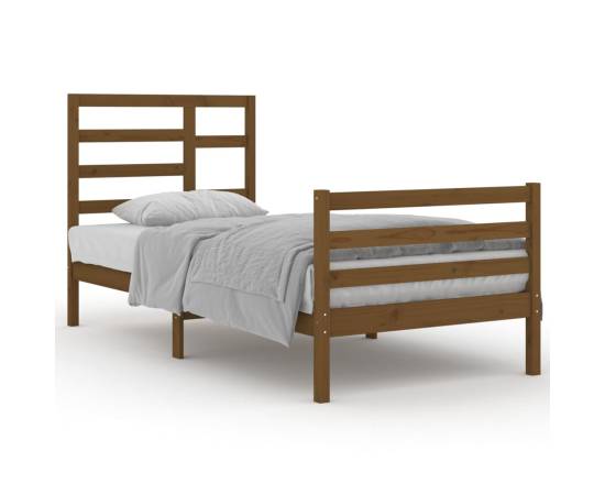 Cadru de pat, maro miere, 90x200 cm, lemn masiv, 2 image