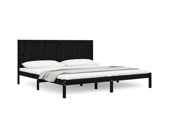 Cadru de pat, negru, 200x200 cm, lemn masiv de pin, 2 image