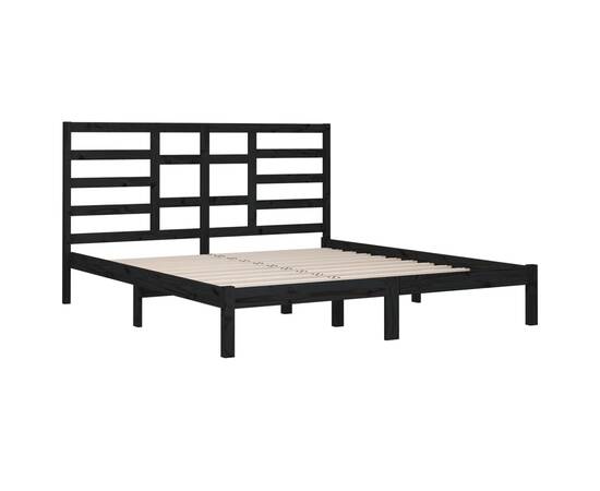 Cadru de pat, negru, 200x200 cm, lemn masiv, 4 image