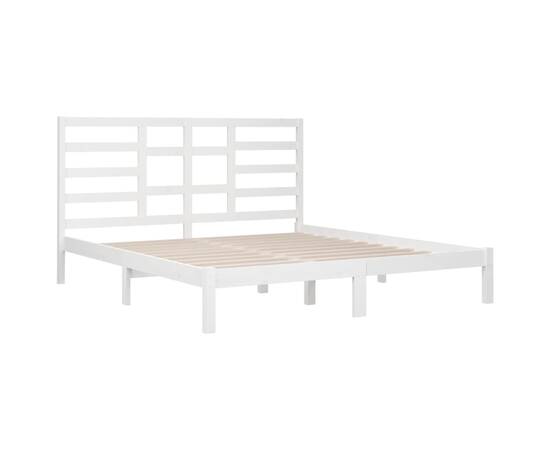 Cadru de pat super king 6ft, alb, 180x200 cm, lemn masiv, 4 image