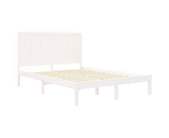 Cadru pat, alb, 140x190 cm, lemn masiv de pin, 4 image
