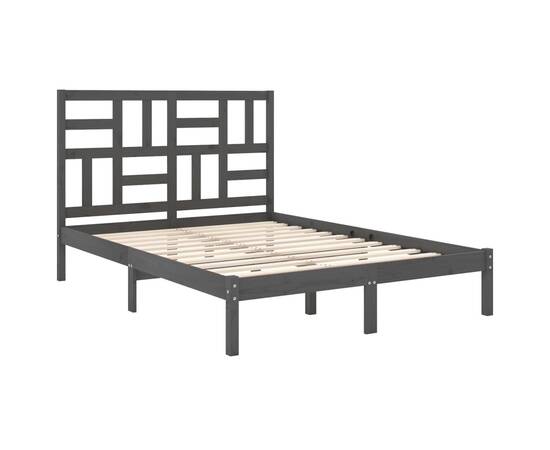 Cadru de pat, gri, 120x200 cm, lemn masiv, 4 image