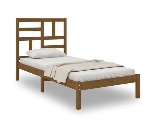 Cadru de pat, maro miere, 100x200 cm, lemn masiv, 2 image