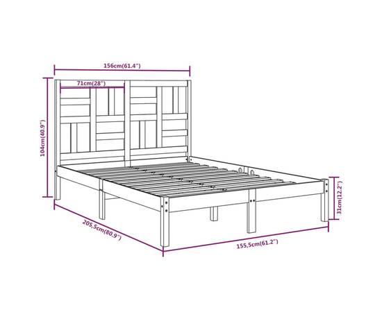 Cadru de pat king size 5ft, 150x200 cm, lemn masiv, 6 image