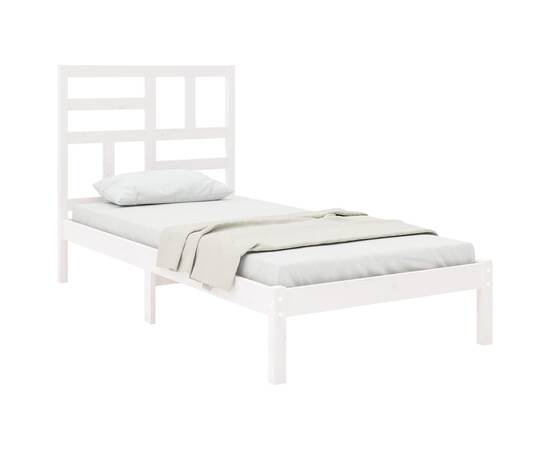 Cadru de pat pentru o persoană 3ft, alb, 90x190 cm, lemn masiv, 3 image