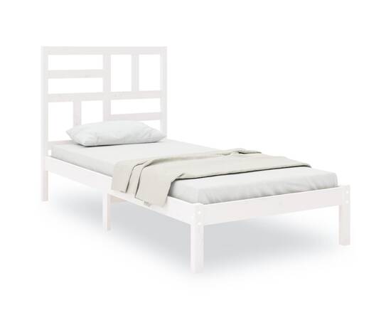 Cadru de pat pentru o persoană 3ft, alb, 90x190 cm, lemn masiv, 2 image