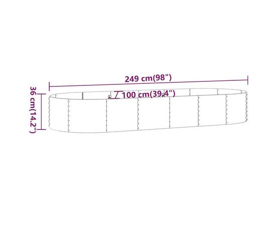 Jardinieră antracit 249x100x36 cm oțel vopsit electrostatic, 6 image