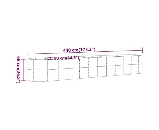 Jardinieră antracit 440x80x68 cm oțel vopsit electrostatic, 6 image