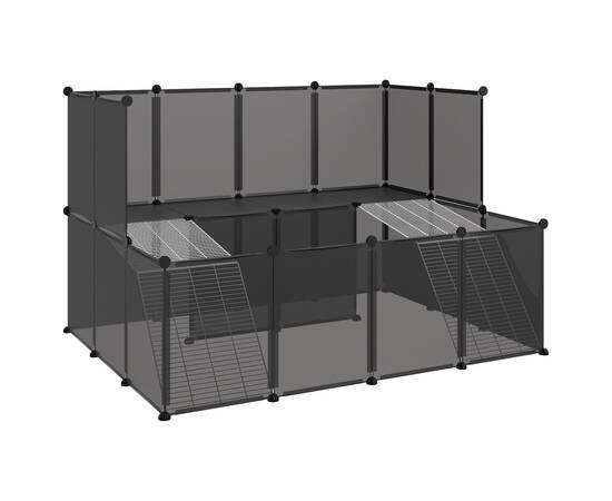 Cușcă pentru animale mici, negru, 143x107x93 cm, pp și oțel, 2 image