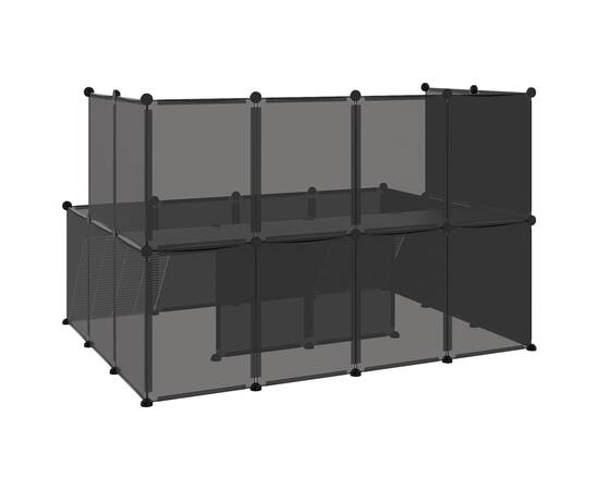 Cușcă pentru animale mici, negru, 143x107x93 cm, pp și oțel, 5 image