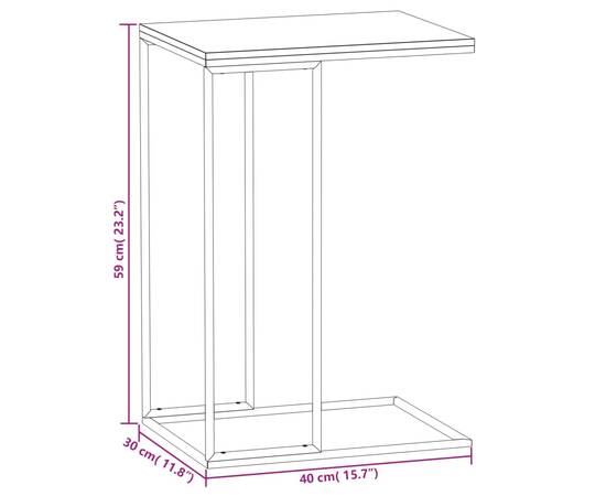 Masă laterală, alb, 40x30x59 cm, lemn compozit, 6 image
