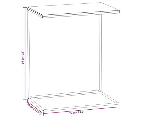 Masă laterală, alb, 55x35x66 cm, lemn compozit, 6 image