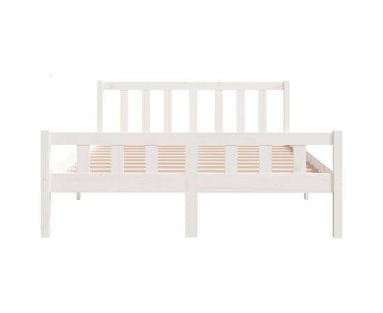 Cadru de pat, alb, 140x190 cm, lemn masiv de pin, 5 image