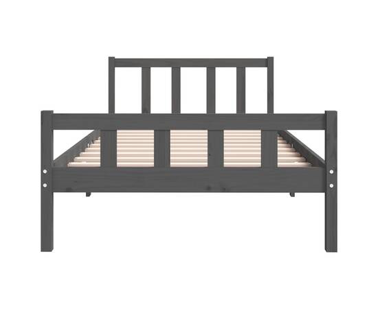 Cadru de pat, gri, 100x200 cm, lemn masiv de pin, 5 image