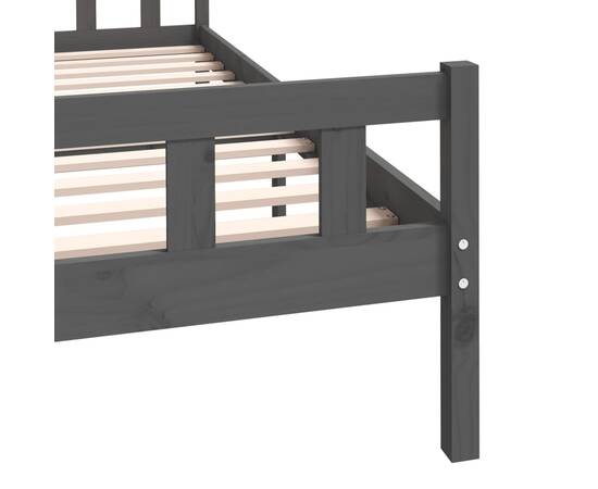 Cadru de pat, gri, 140x200 cm, lemn masiv de pin, 7 image